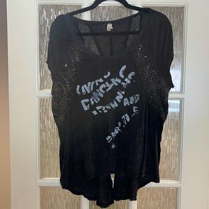 We The Free Grey t shirt with sequins and open back